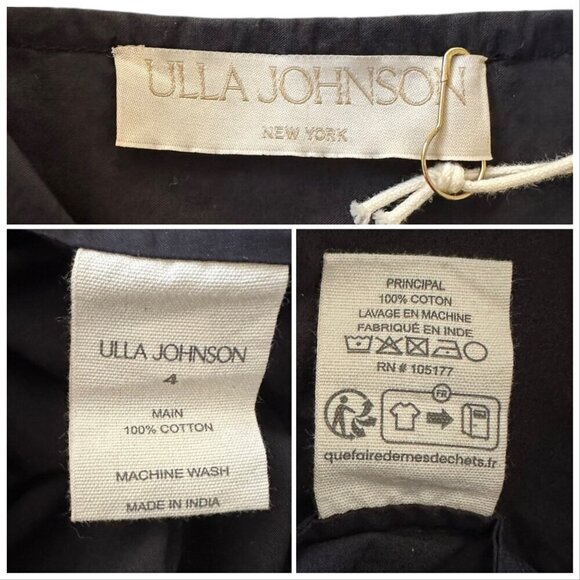 ULLA JOHNSON Celestia Broderie Anglaise Cotton Midi Dress, Black, Size 4, NWT - Picture 6 of 16